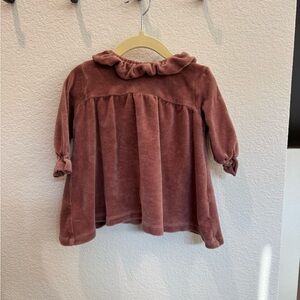 Quincy Mae Kids Ruffled Collar Dress- Velvet Mauve